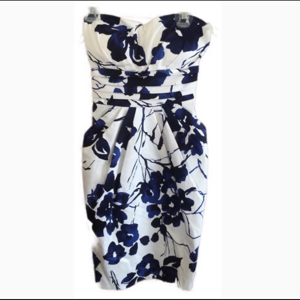 SNAP - White & Blue Floral Dress With Bow